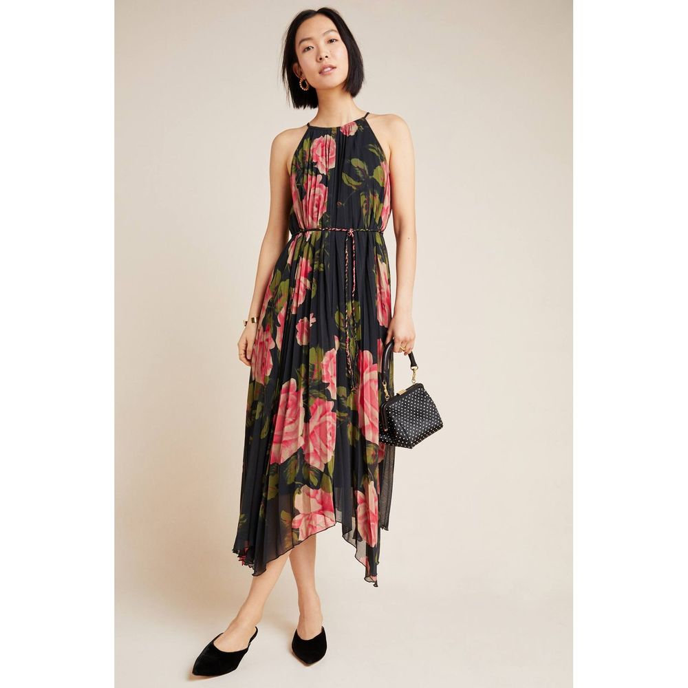 New Anthropologie Emeline Pleated Midi Dress $180
